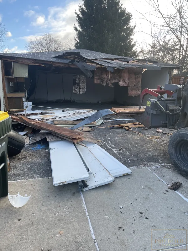 Demolition phase of detached garage rebuild project, Wood Dale