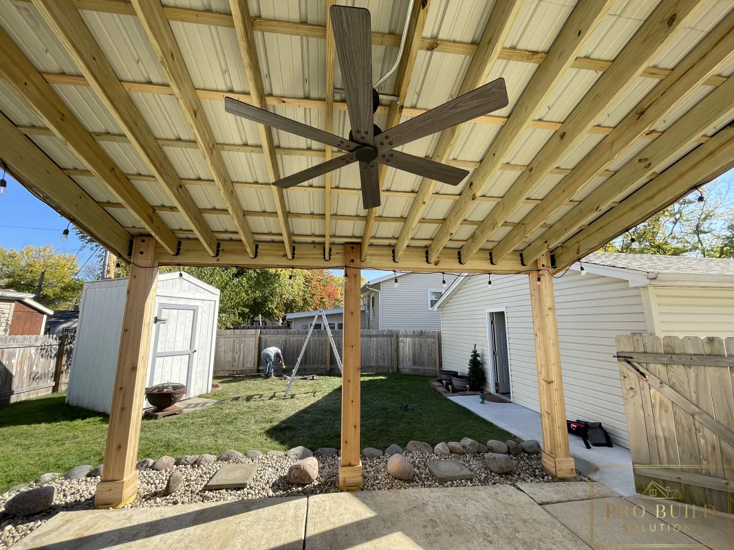 Ceiling Fan under Custom Pergola, Rolling Meadows