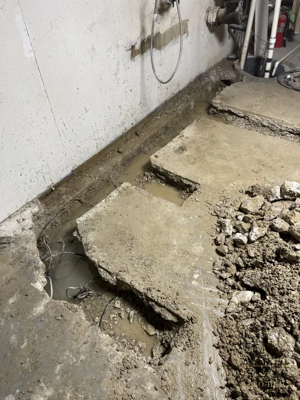 Concrete excavated ready for Bathroom Rough Plumbing, Itasca, IL