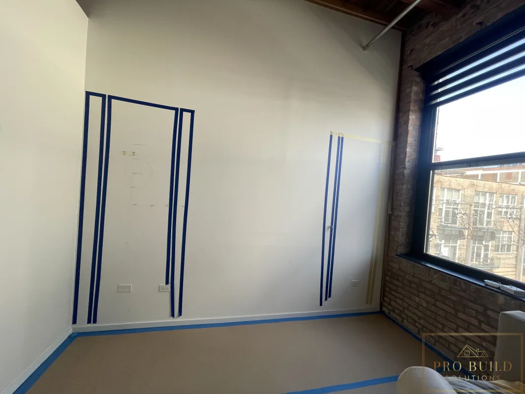 Blank Canvas taped off for Visuals prior to Construction, Carol Stream, IL