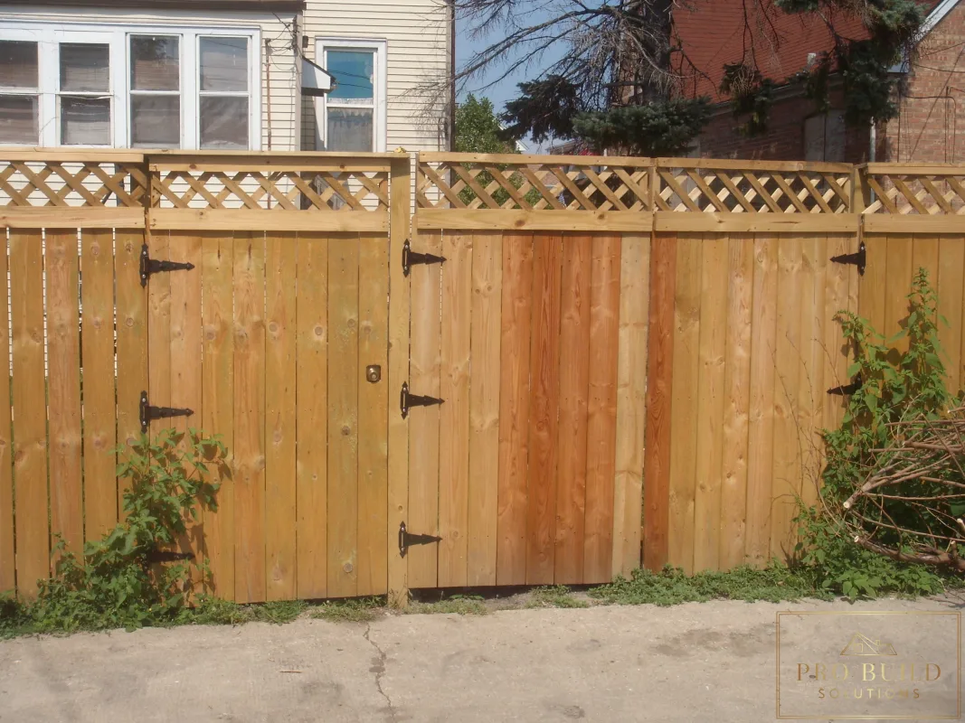 6ft Preasure Treated Pine Exterior Fence Double Door Alley View, Palatine, IL