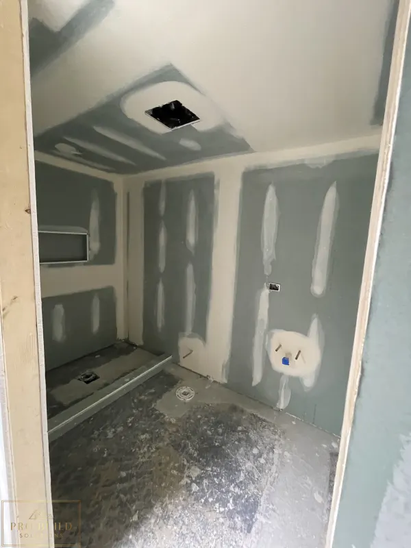 Moister Resistant Drywall hung and finished for Basement Bathroom being created, Itasca, IL