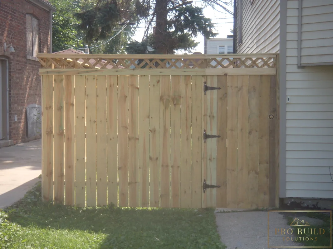 6ft Preasure Treated Pine Exterior Fence Front View, Palatine, IL
