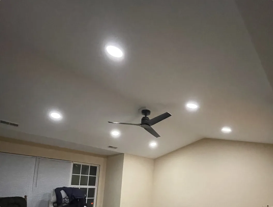 Bedroom lighting upgraded with Canlights and Ceiling Fan, Romeoville