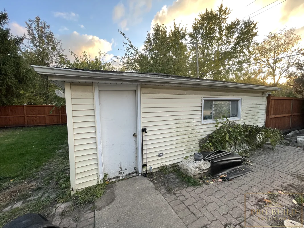 Old garage side elevation before full rebuild project, Wood Dale