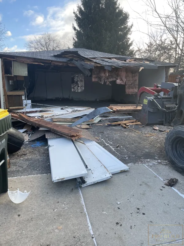 Demolition phase of detached garage rebuild project, Wood Dale