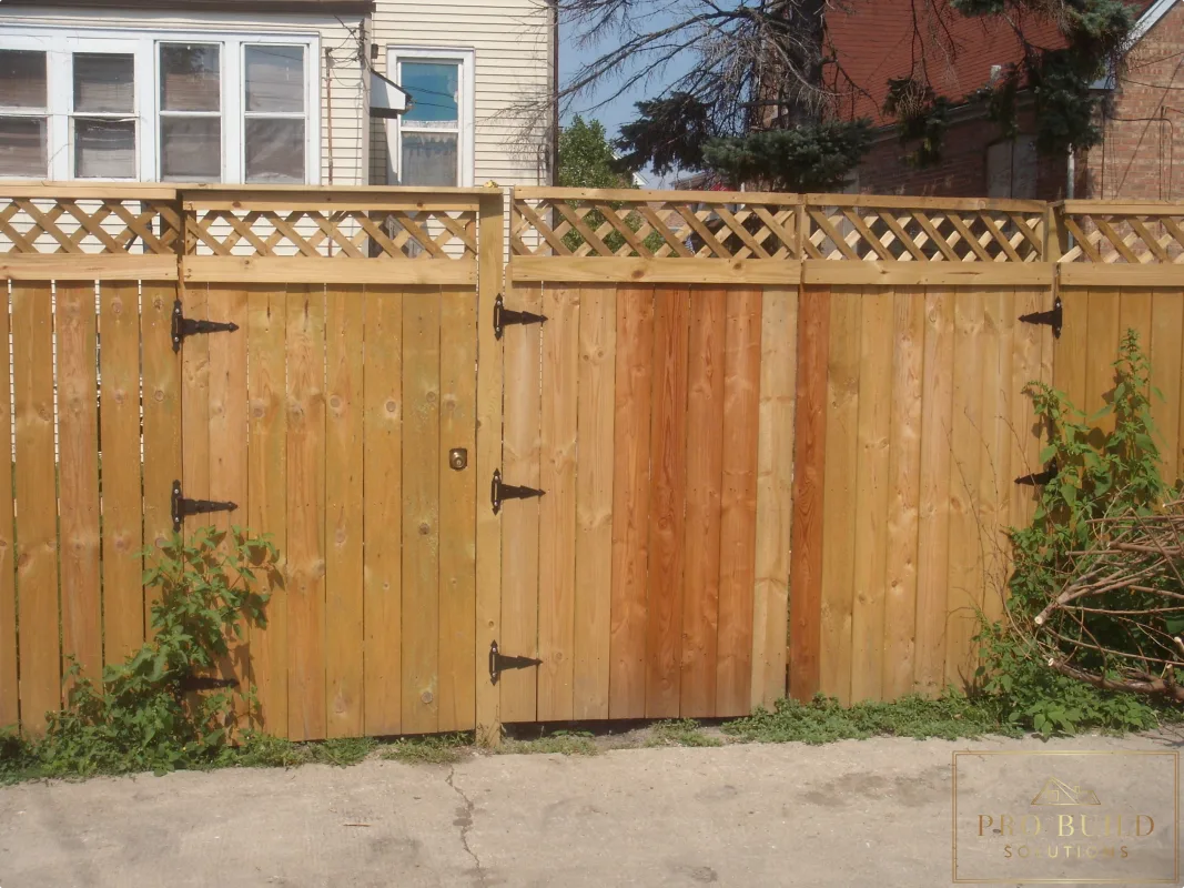 6ft Preasure Treated Pine Exterior Fence Double Door Alley View, Palatine, IL