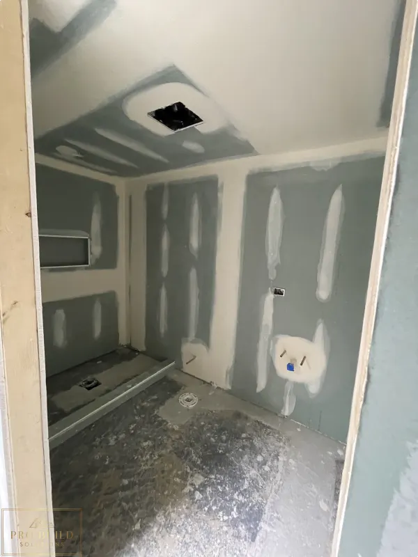 Moister Resistant Drywall hung and finished for Basement Bathroom being created, Itasca, IL