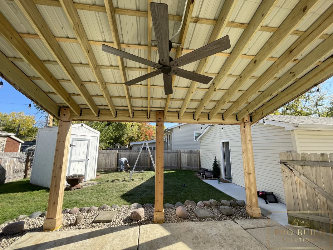Ceiling Fan under Custom Pergola, Rolling Meadows