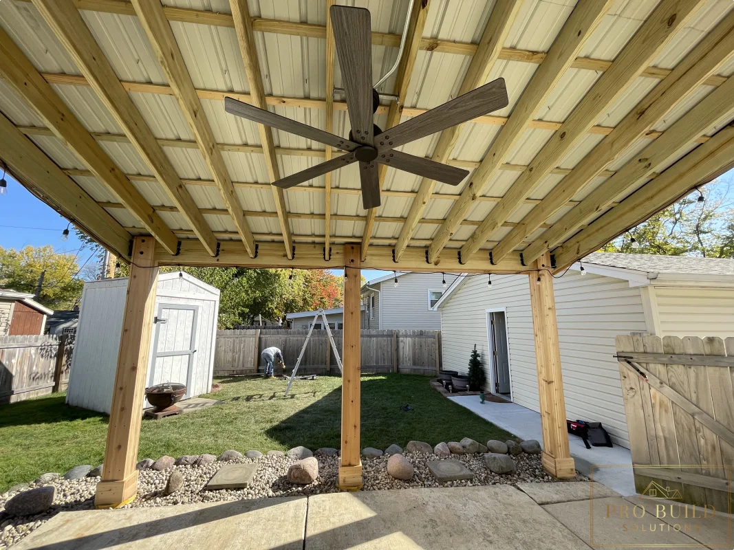 Ceiling Fan under Custom Pergola, Rolling Meadows