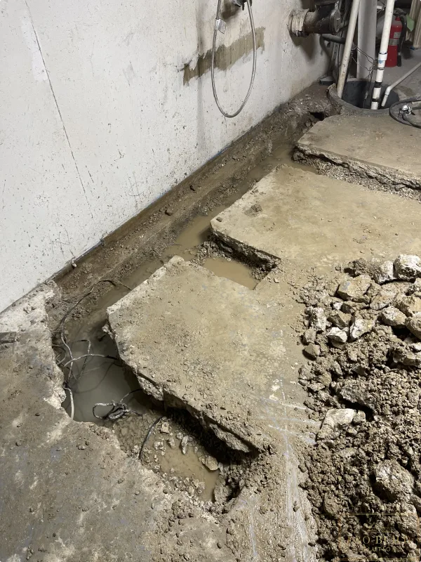 Concrete excavated ready for Bathroom Rough Plumbing, Itasca, IL