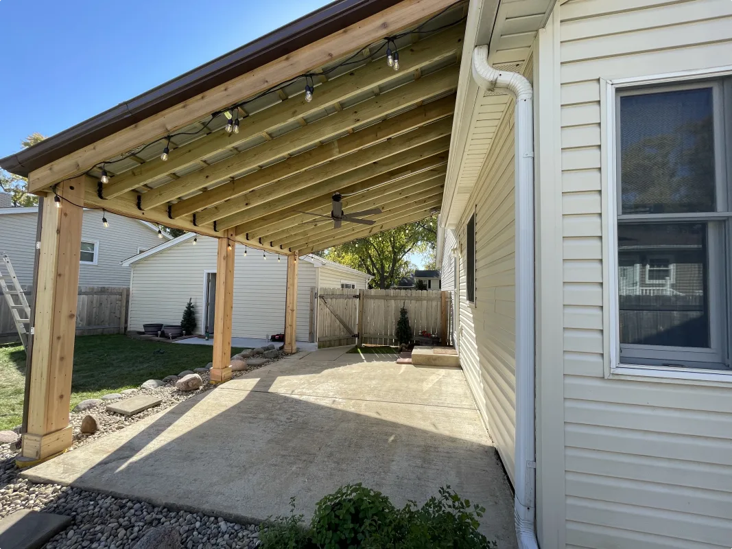 Ceiling Fan under Custom Pergola, Rolling Meadows