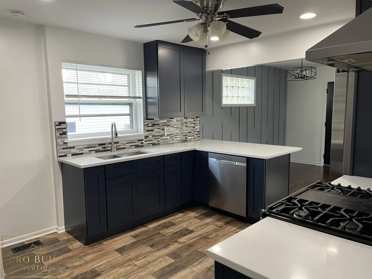Open Kitchen Concept, Granite Countertop extending into Dining Room, New Stainless Steel Dishwasher, Stainless Steel Double Basin Sink, Stainless Steel Faucet, Mosaic Backsplash, La Grange, IL