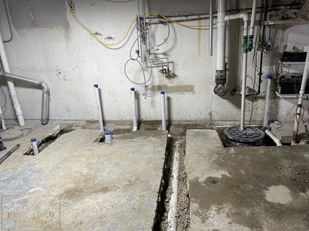 Bathroom Rough Plumbing laid out and ready for Village Inspection, Itasca