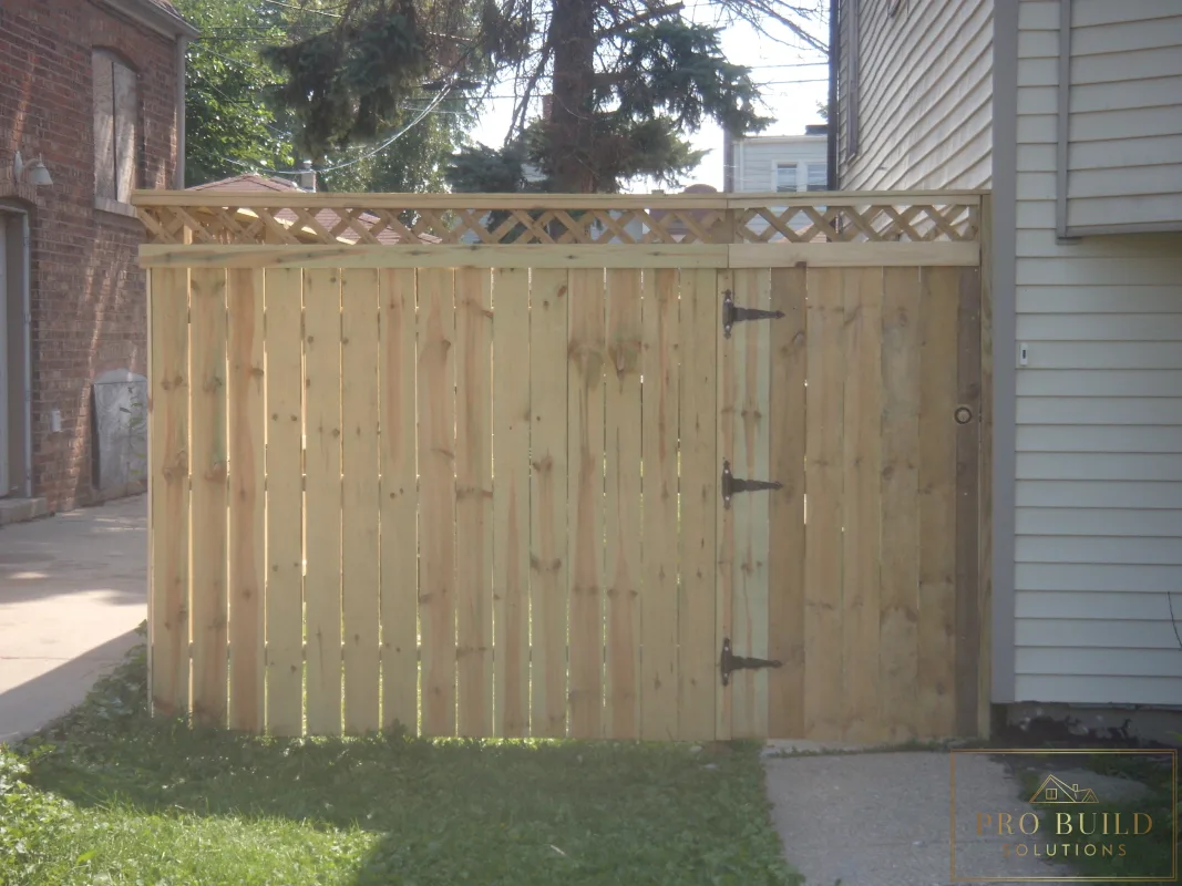 6ft Preasure Treated Pine Exterior Fence Front View, Palatine, IL