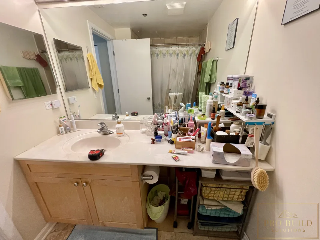 Outdated Bathroom Vanity with Oversized mirror, Lisle, IL