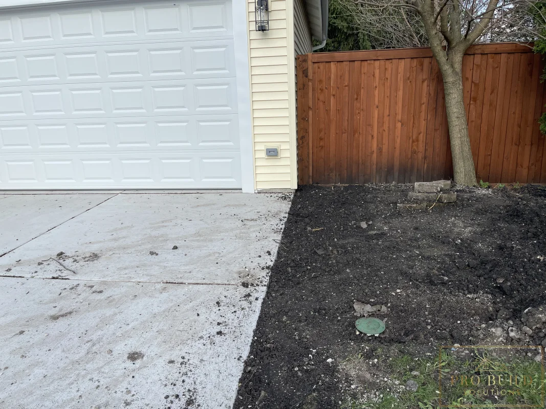 New driveway and garage approach after concrete installation, Wood Dale, IL