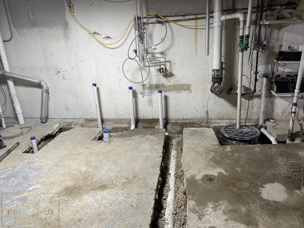 Bathroom Rough Plumbing laid out and ready for Village Inspection, Itasca