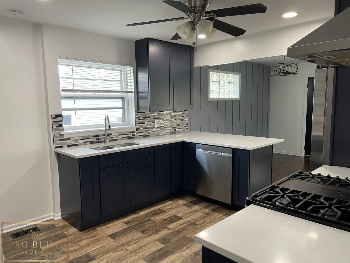 Open Kitchen Concept, Granite Countertop extending into Dining Room, New Stainless Steel Dishwasher, Stainless Steel Double Basin Sink, Stainless Steel Faucet, Mosaic Backsplash, La Grange, IL