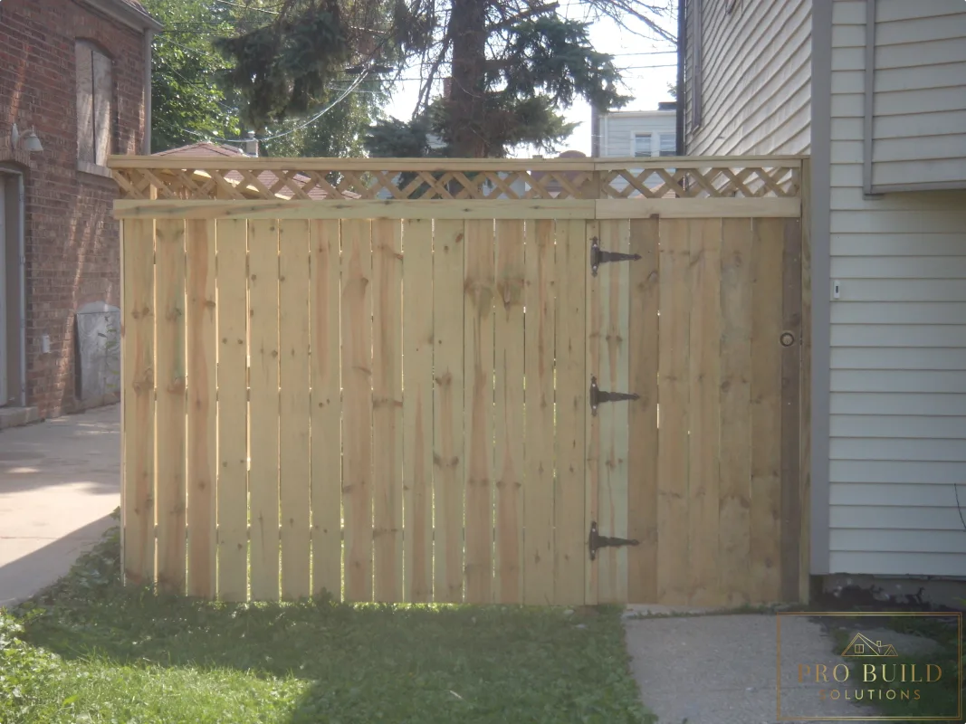 6ft Preasure Treated Pine Exterior Fence Front View, Palatine, IL