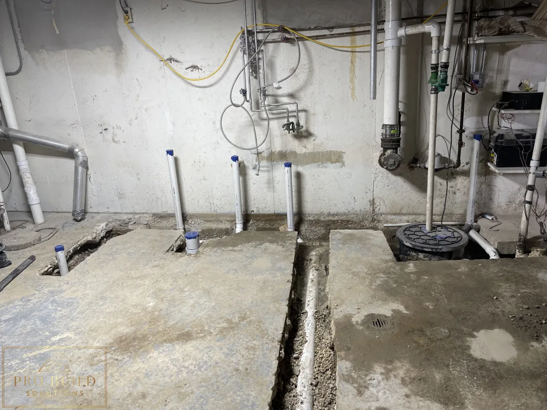Bathroom Rough Plumbing laid out and ready for Village Inspection, Itasca