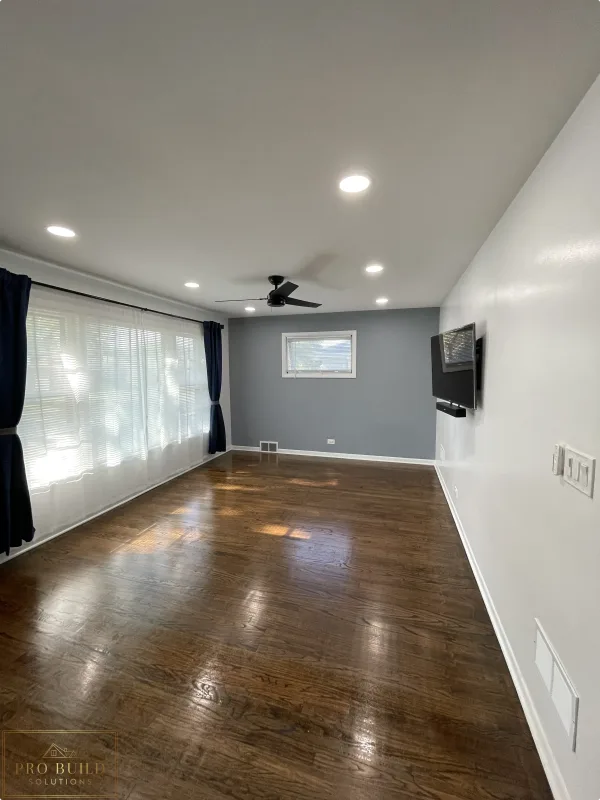 Living Room: Resurfaced Flooring, New Can Lighting And Ceiling Fan, Lombard