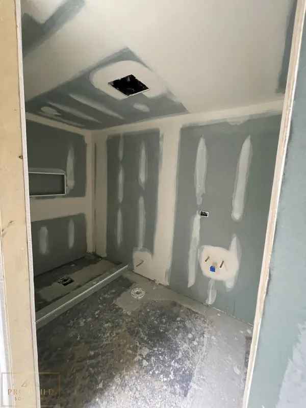 Moister Resistant Drywall hung and finished for Basement Bathroom being created, Itasca, IL